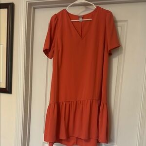 Orange V-Neck Dress